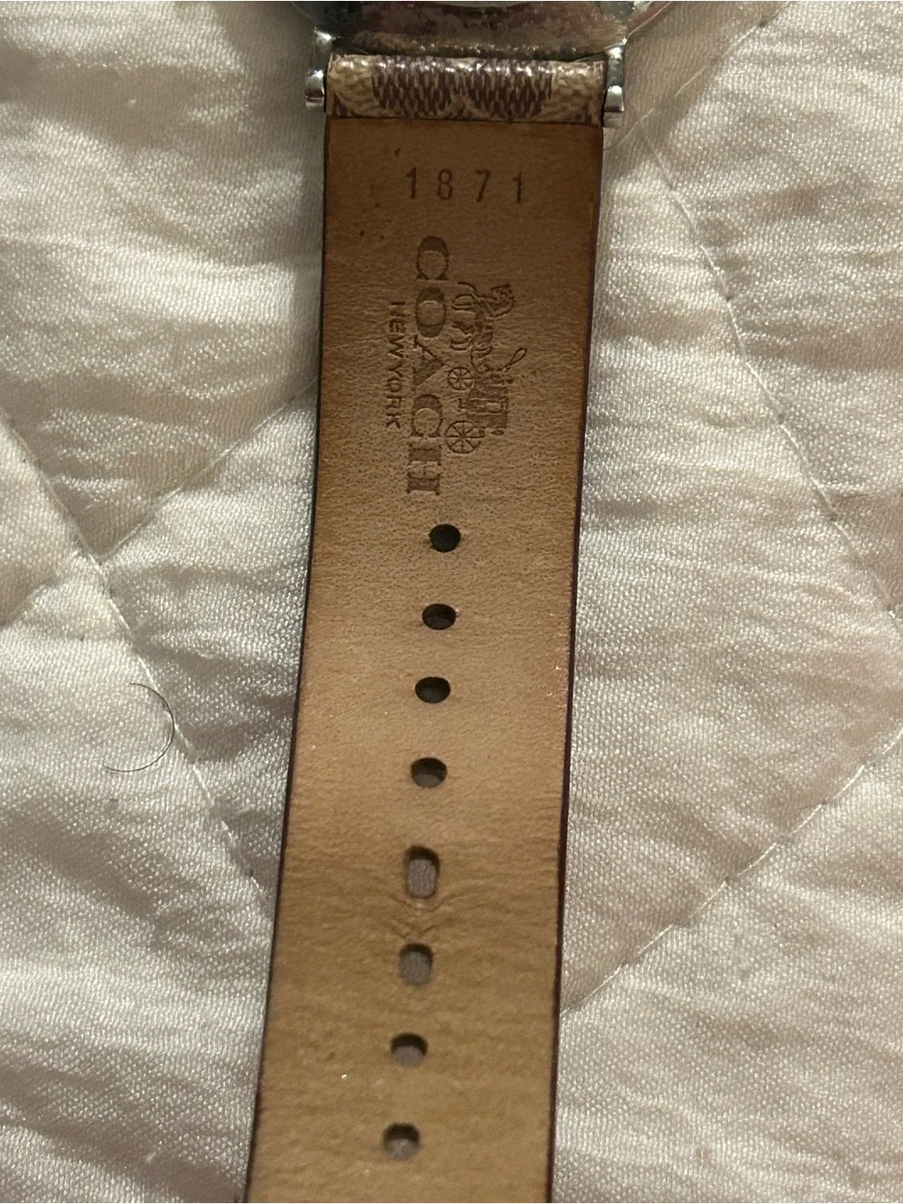 COACH Tan Signature Canvas Strap Watch